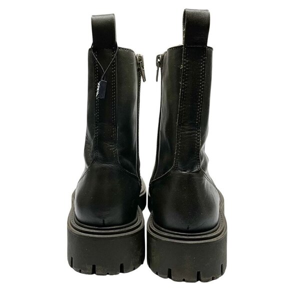 ZARA FAUX LEATHER LACE-UP FLAT ANKLE COMBAT BOOTS IN MUTED OLIVE GREEN - 39 (9) - Picture 3 of 11